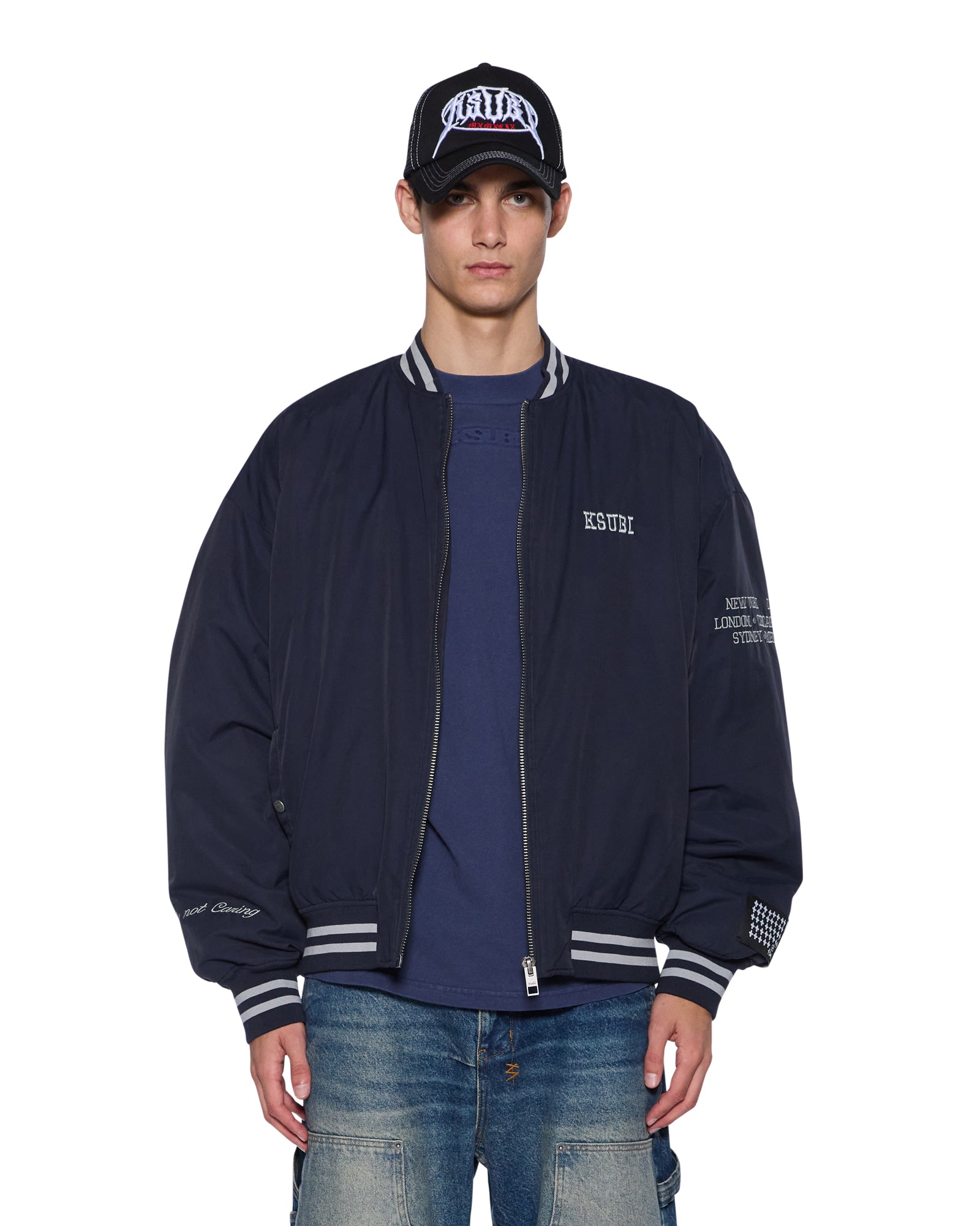 Mens Royalty Ma-1 Bomber Navy Jackets - Image 4
