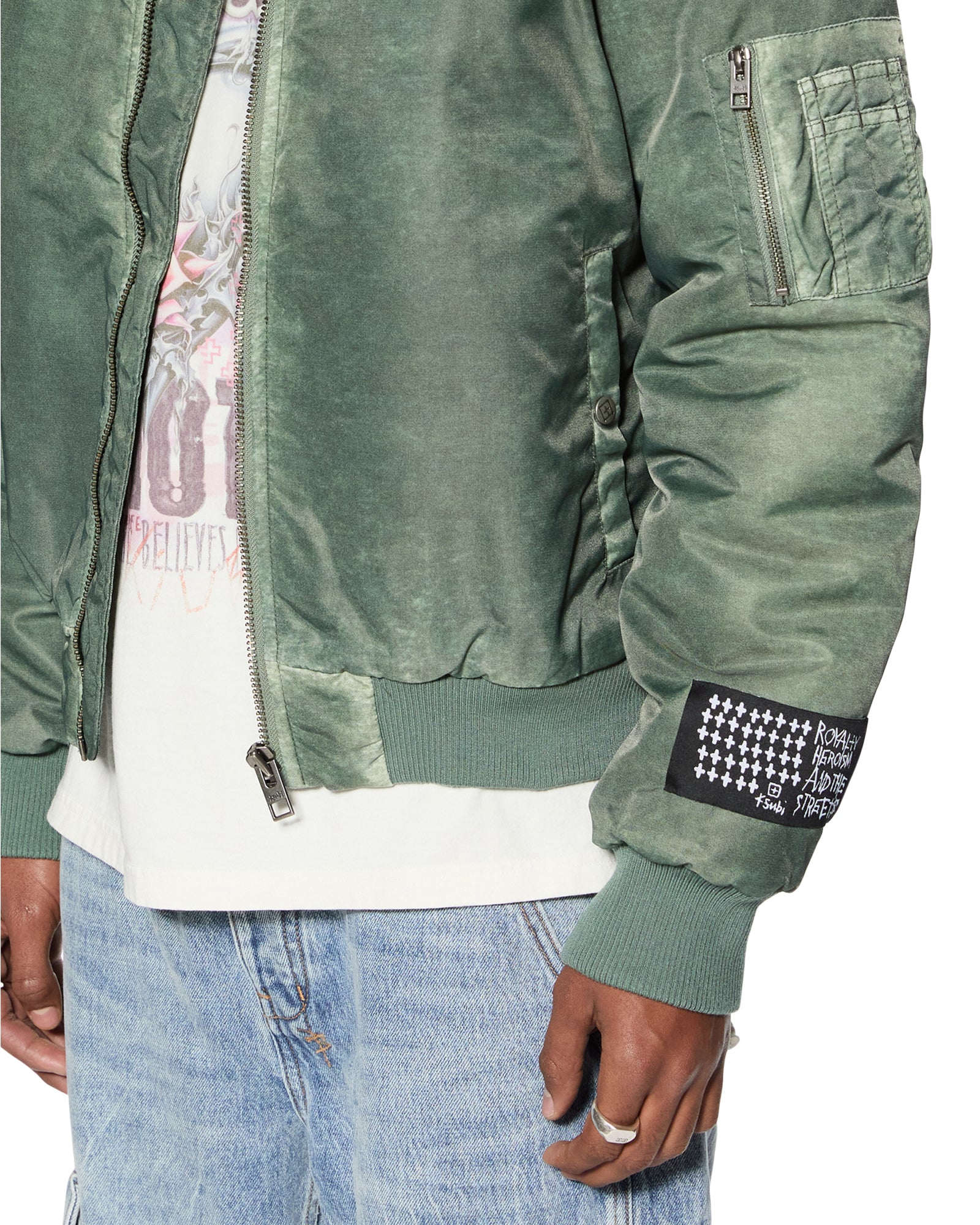 Royalty Khaki Overdye Bomber Jacket - Image 3
