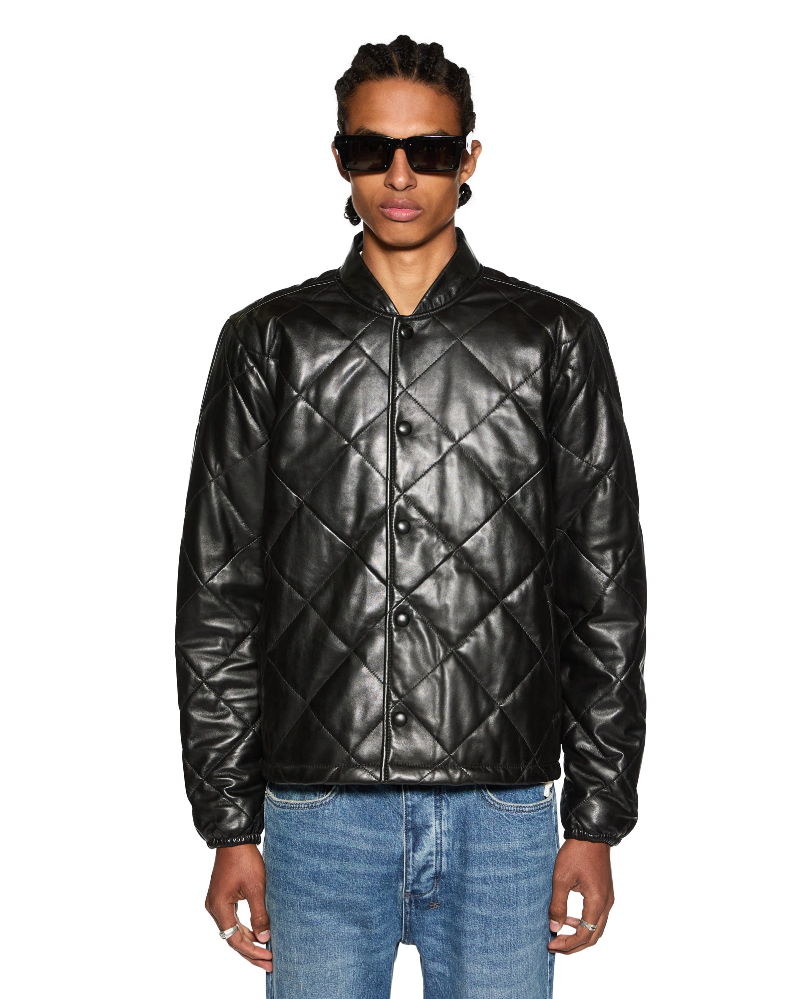 Mens Eclipse Quilted Bomber Black Jackets - Image 2