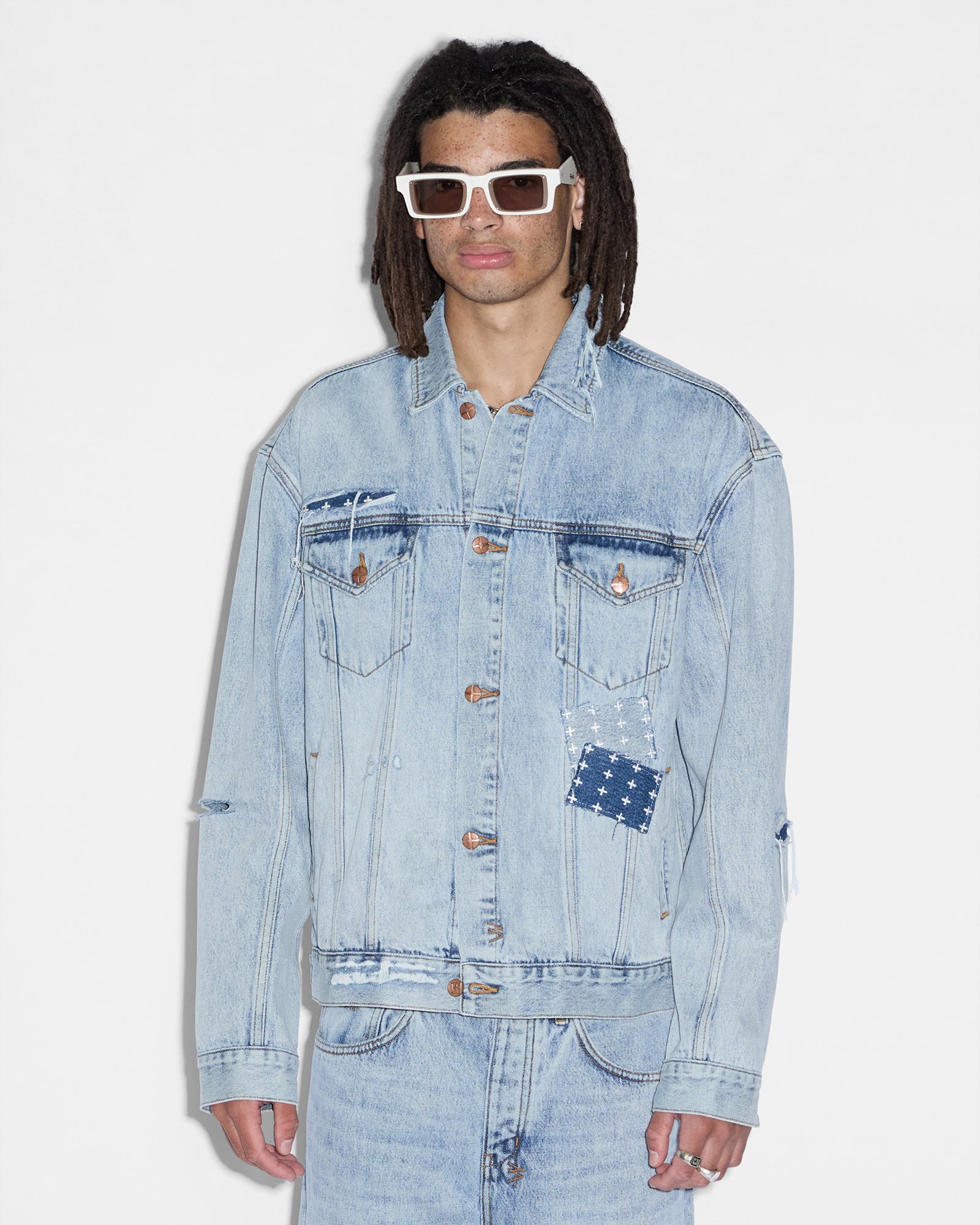Oh G Denim Jacket Mills Repair - Blue - Image 7