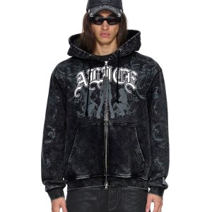 Mens Ksubi X Alice Hollywood Graphic Zip Hoodie Black Jackets