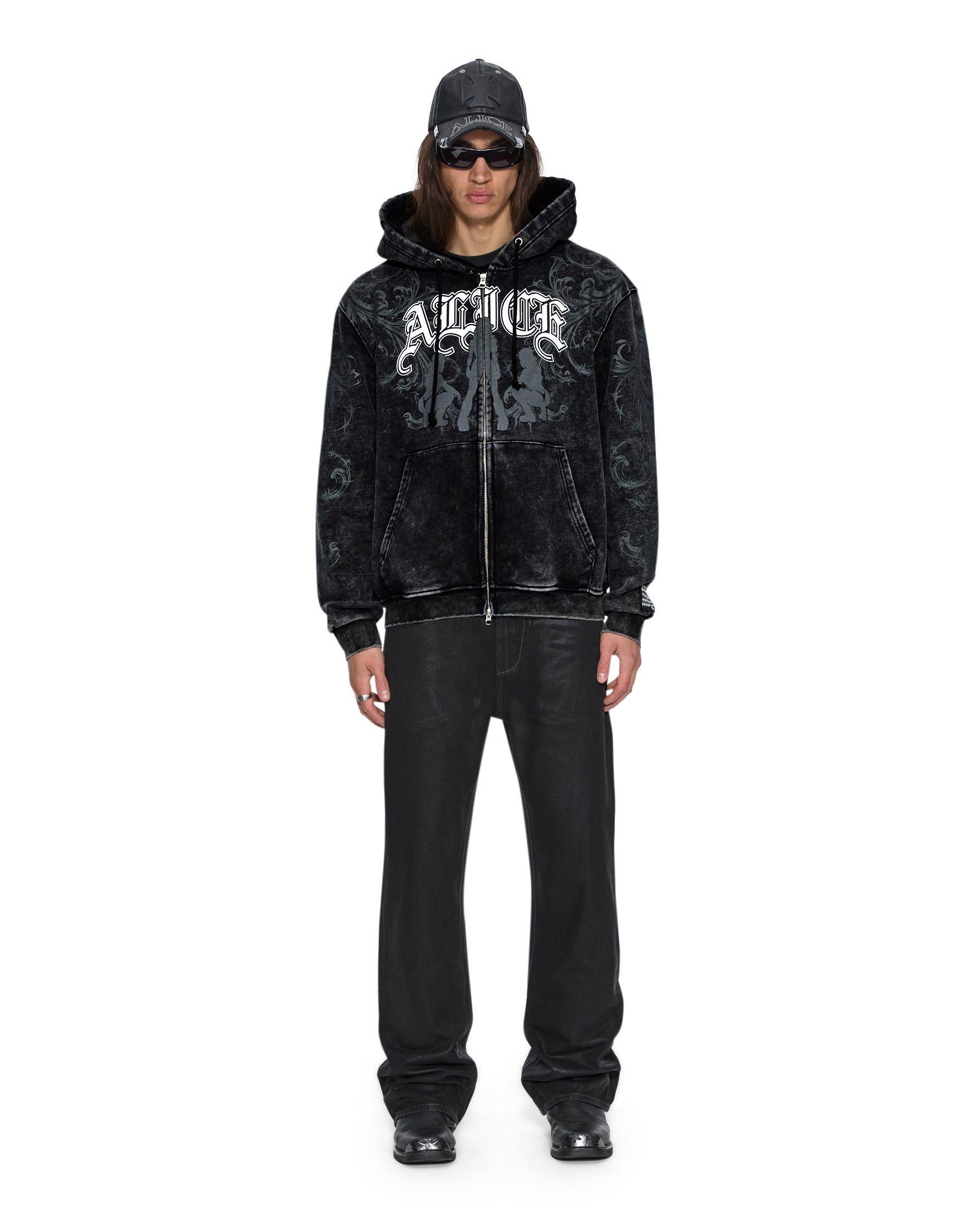Mens Ksubi X Alice Hollywood Graphic Zip Hoodie Black Jackets - Image 4