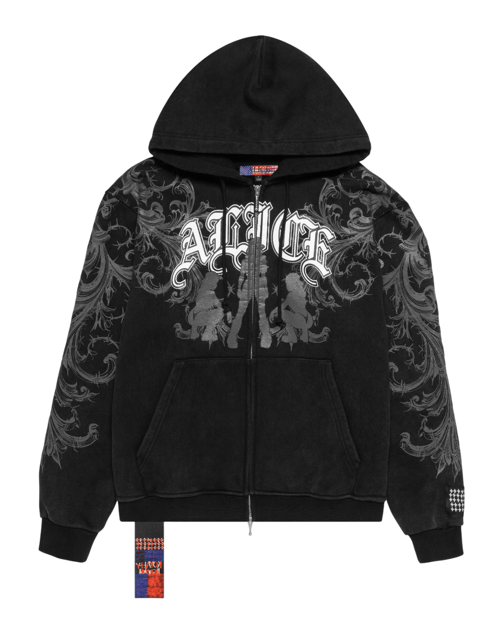 Mens Ksubi X Alice Hollywood Graphic Zip Hoodie Black Jackets - Image 7