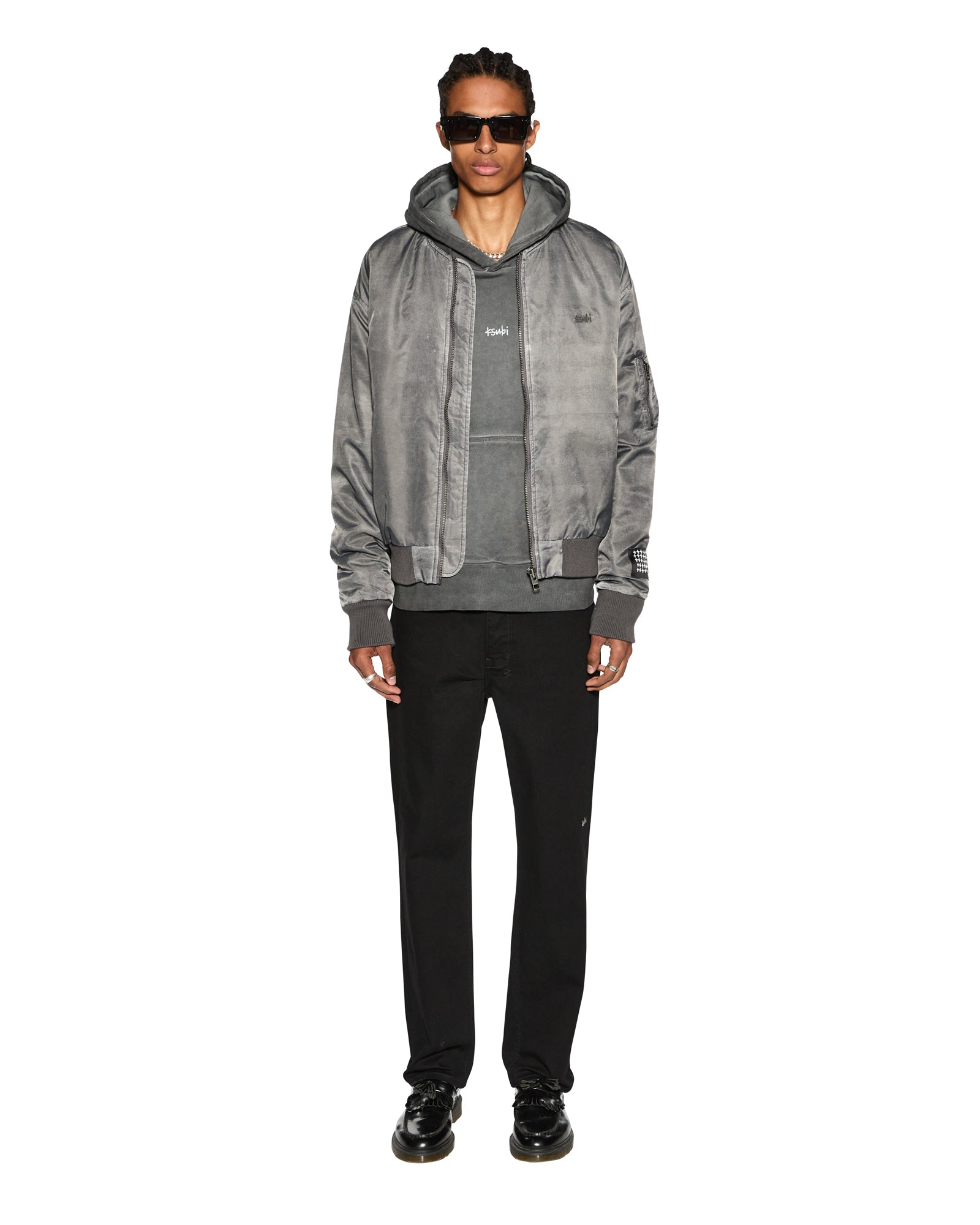 Royalty Padded Bomber Overdye Coal - Grey - Image 2