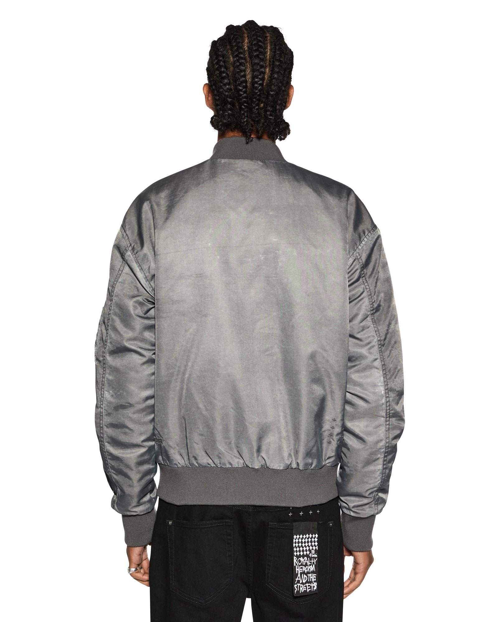 Royalty Padded Bomber Overdye Coal - Grey - Image 3