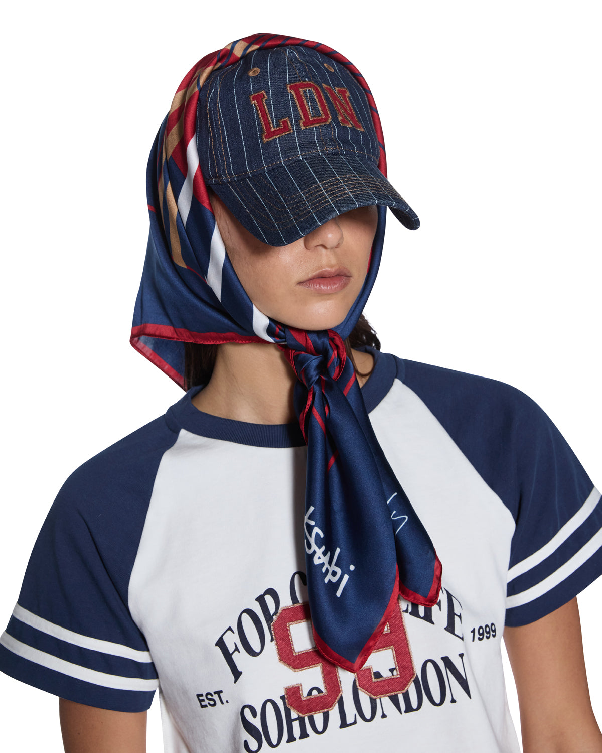 Ksubi X Lissy Roddy Silk Scarf Navy - Image 5
