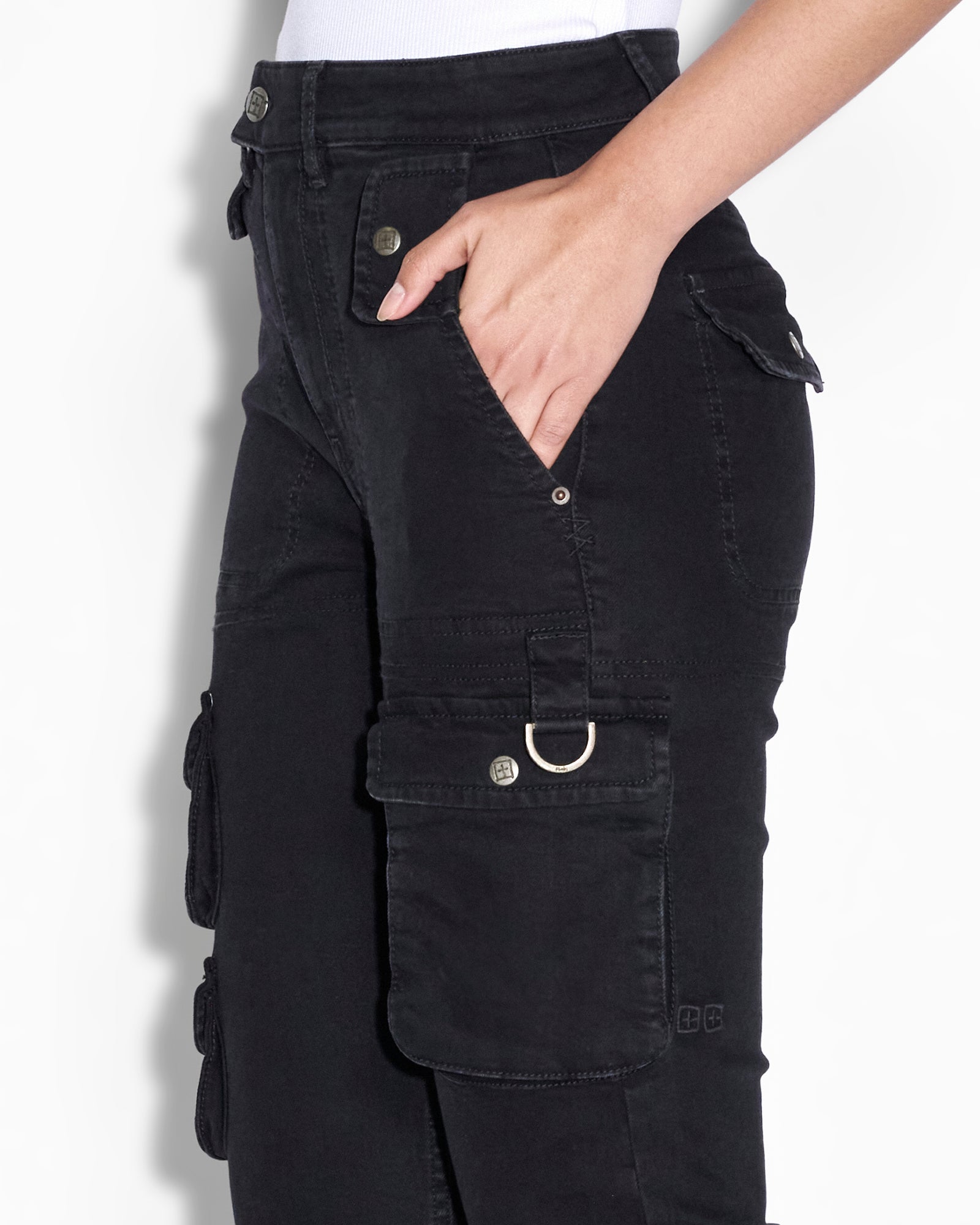 Buy Straight Up Stealth Cargo | Black Denim Cargo | KSUBI - Image 4