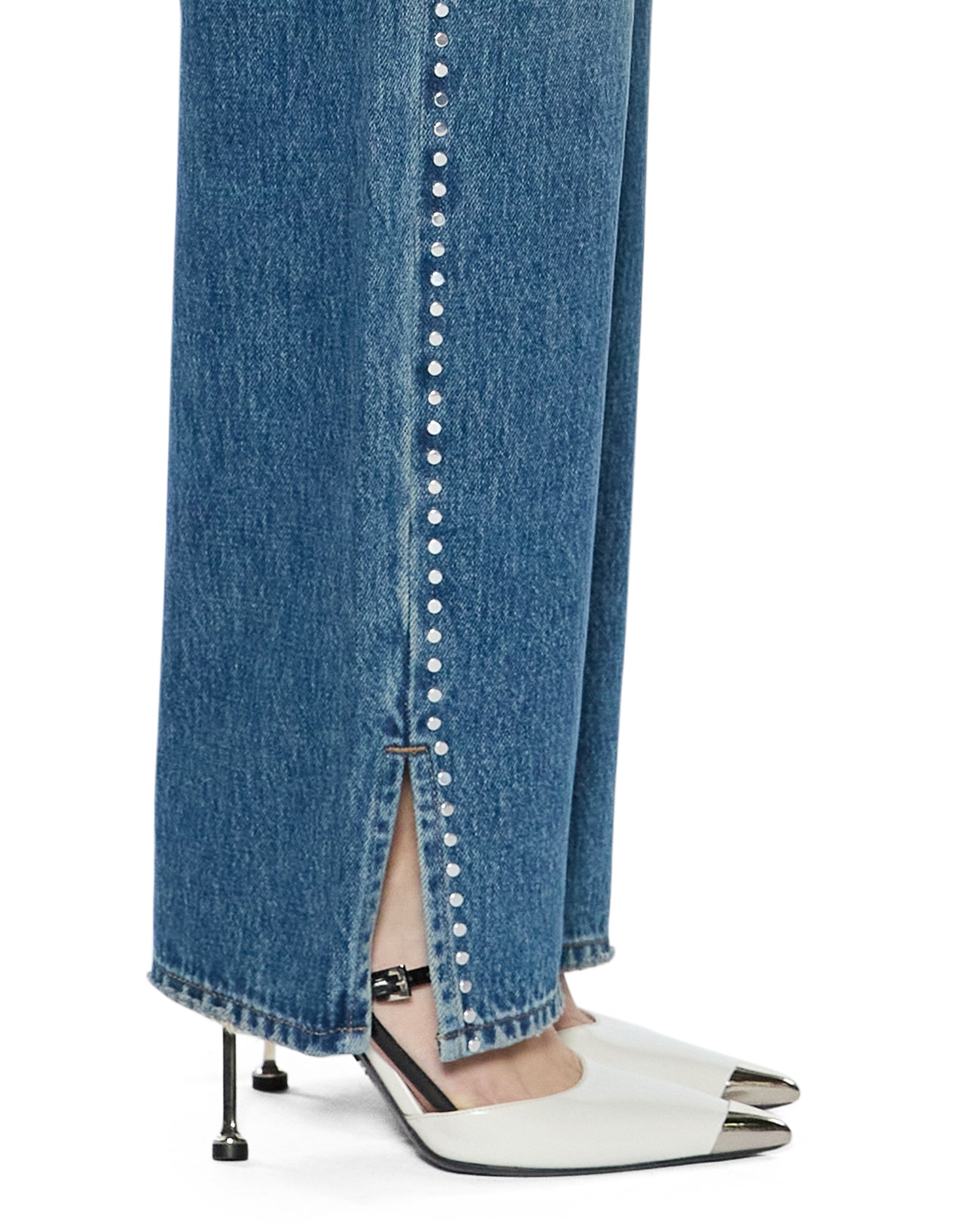 Womens Playback Texas Blue Studded Relaxed Denim Jeans - Image 4