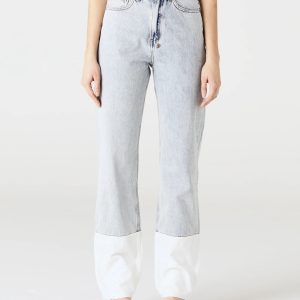 Womens Playback Muse Cuffed Straight Denim Jeans