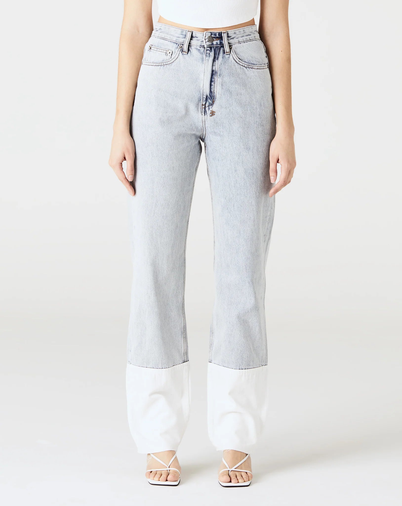Womens Playback Muse Cuffed Straight Denim Jeans