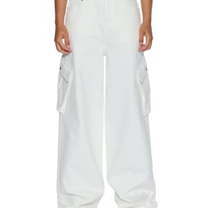 Womens Baggy Jean Cargo Ecru Baggy Denim Jeans