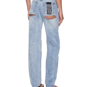 Womens Playback Destiny Distressed Straight Denim Jeans