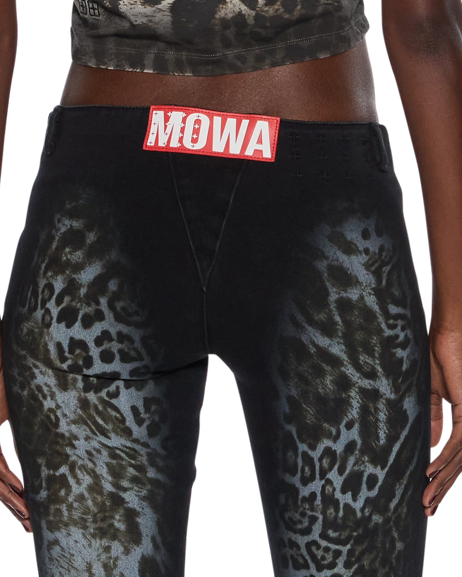 Womens Mowalola Jean Black Cheetah Slim Denim Jeans - Image 2