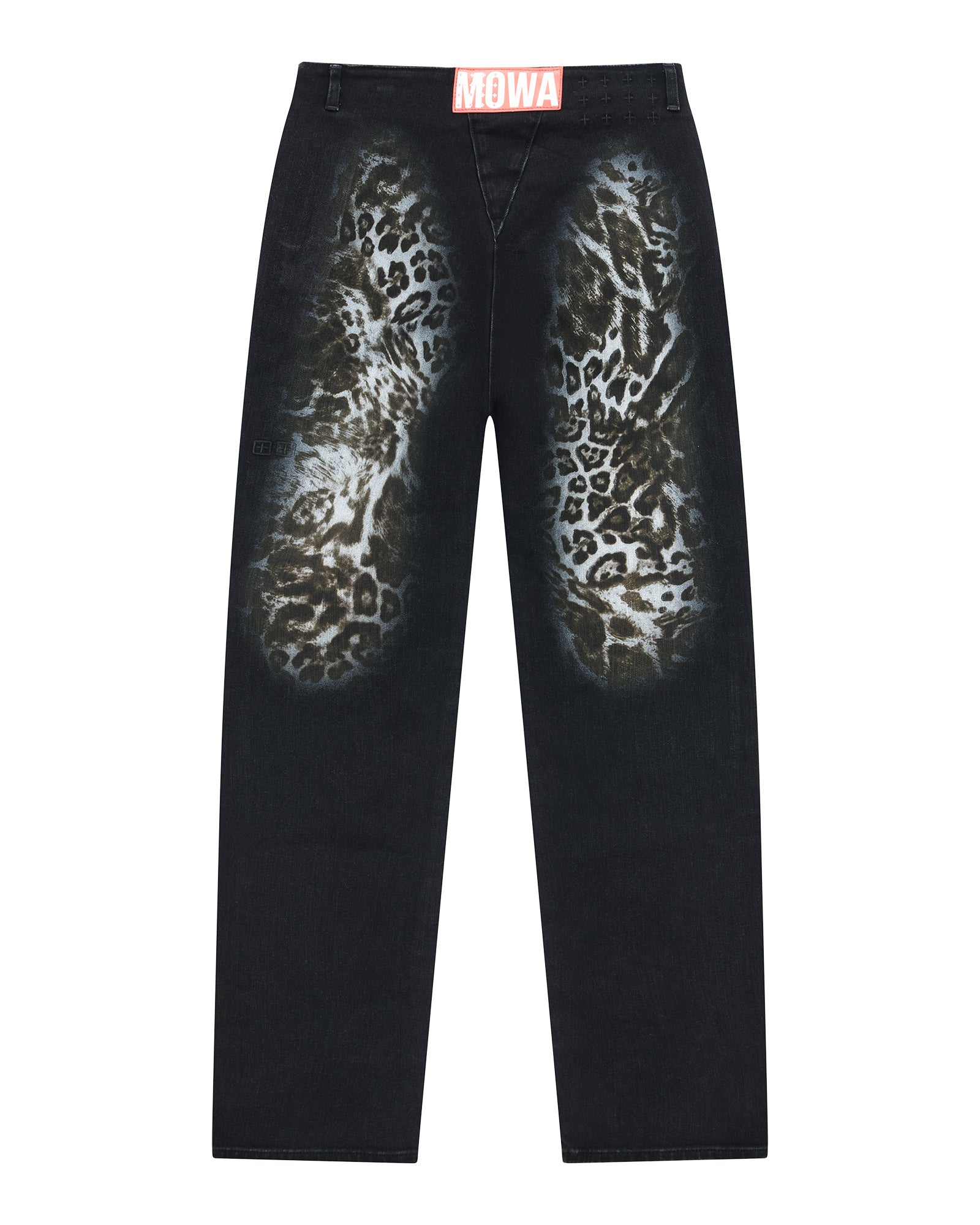 Womens Mowalola Jean Black Cheetah Slim Denim Jeans - Image 6