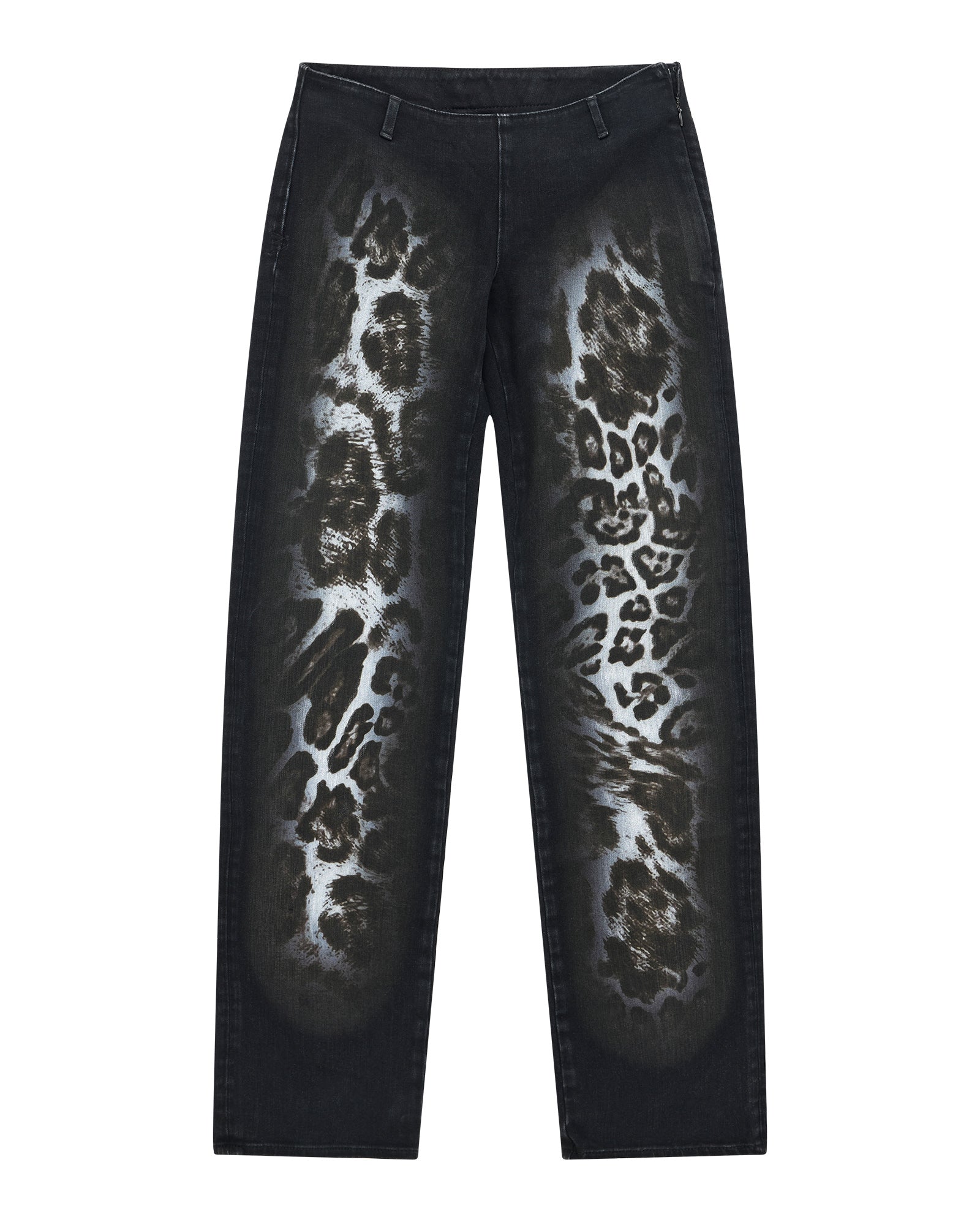 Womens Mowalola Jean Black Cheetah Slim Denim Jeans - Image 7