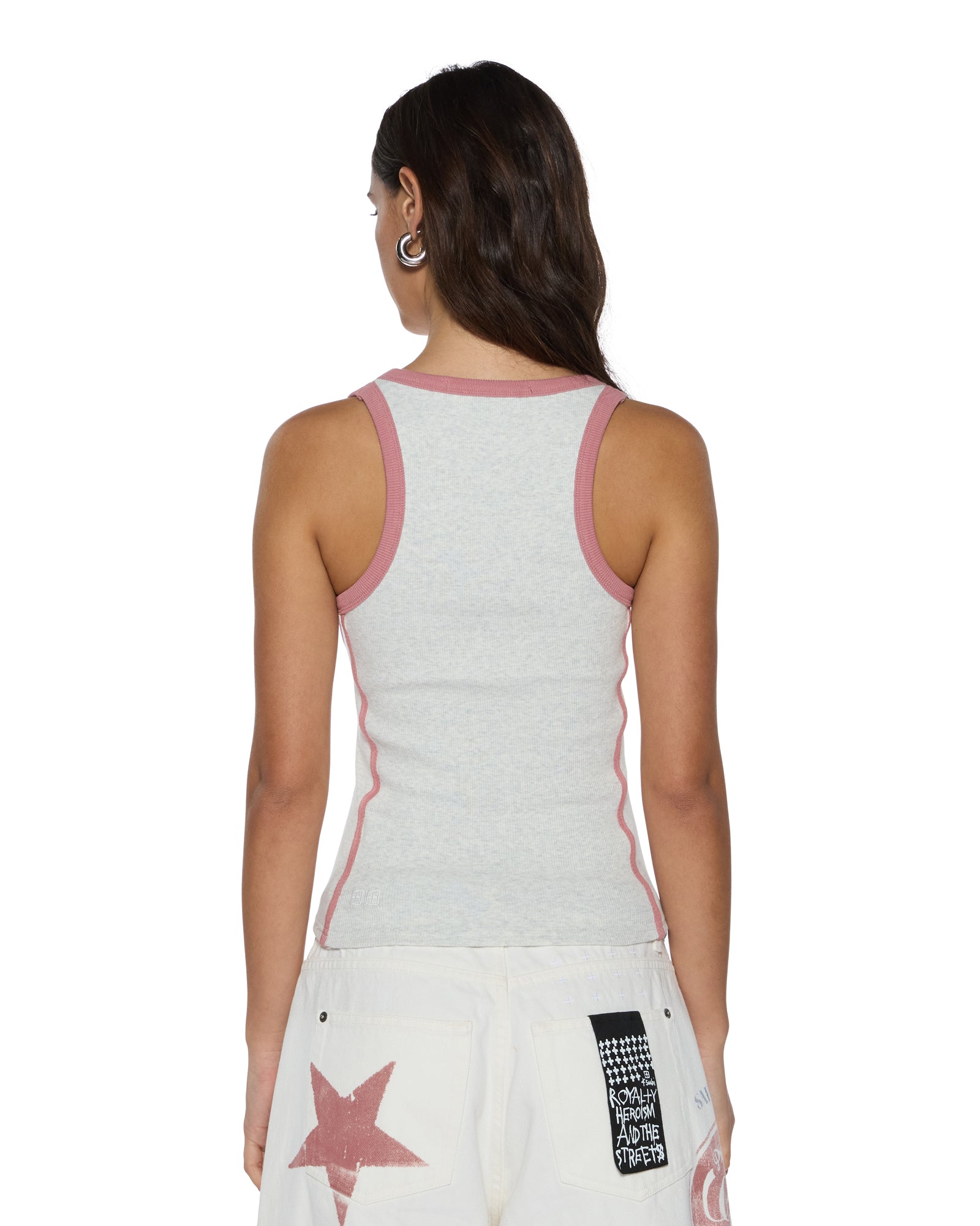 Womens Pitt Lane Origin Tank Snow Marle/Red Fashion Tops - Image 3