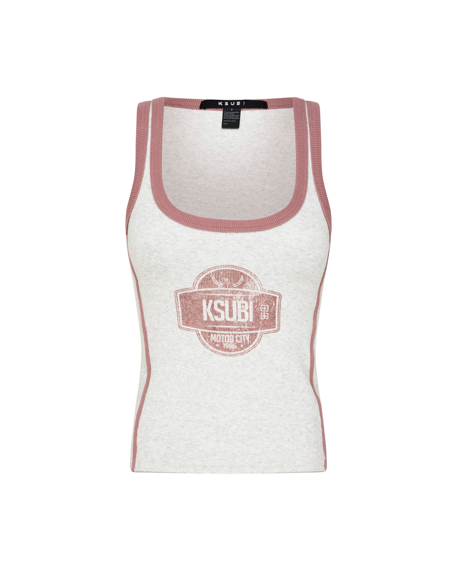Womens Pitt Lane Origin Tank Snow Marle/Red Fashion Tops - Image 4