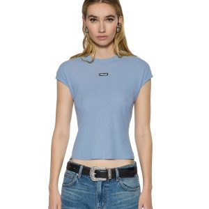 Womens Staple Ss Tee Ice Blue Sheer Fashion Tops