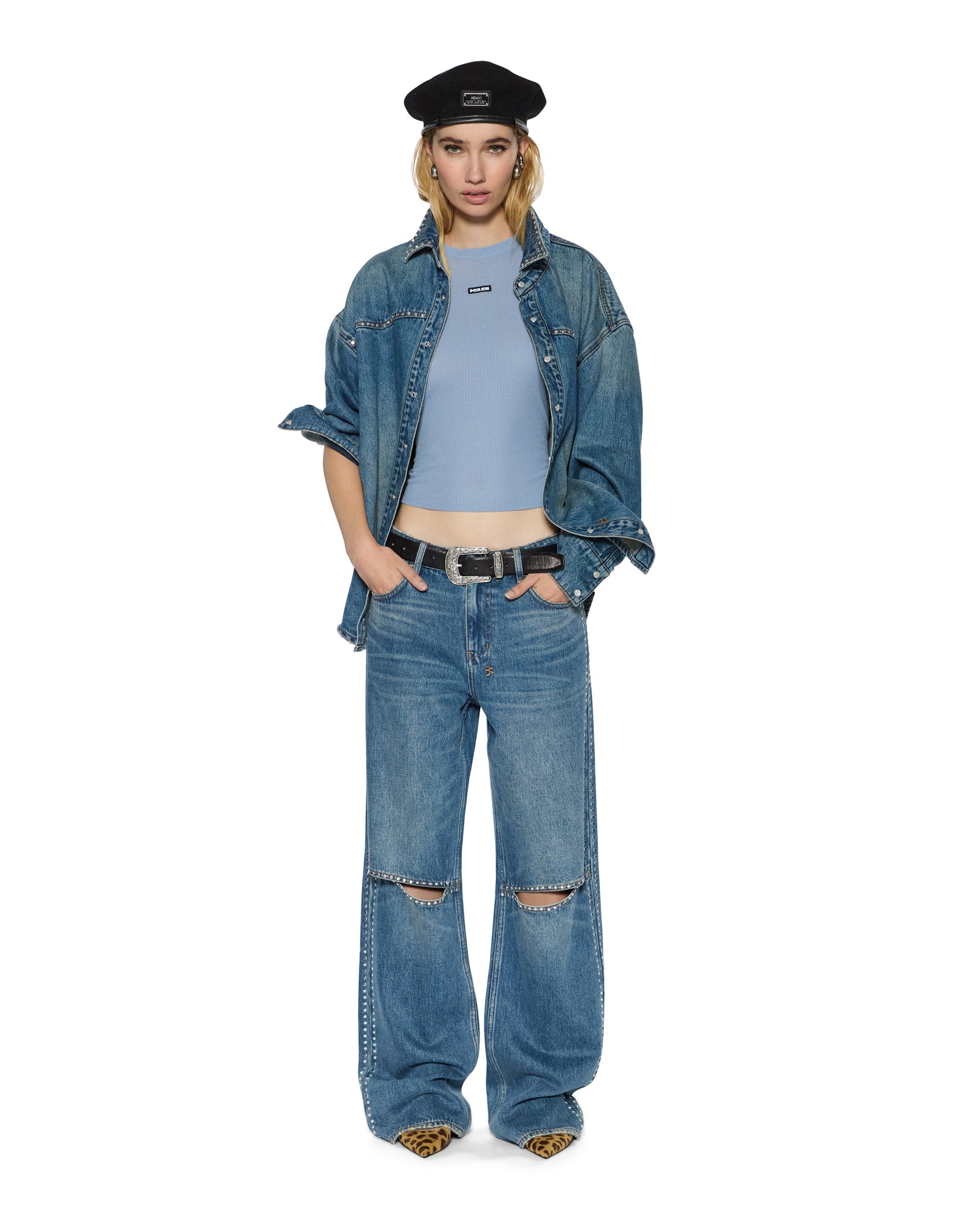 Womens Staple Ss Tee Ice Blue Sheer Fashion Tops - Image 2