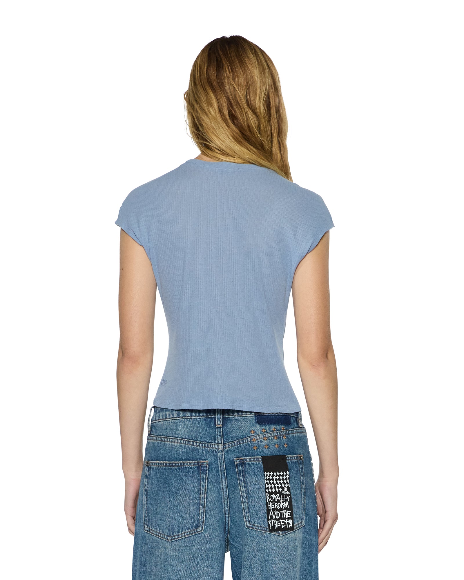 Womens Staple Ss Tee Ice Blue Sheer Fashion Tops - Image 3