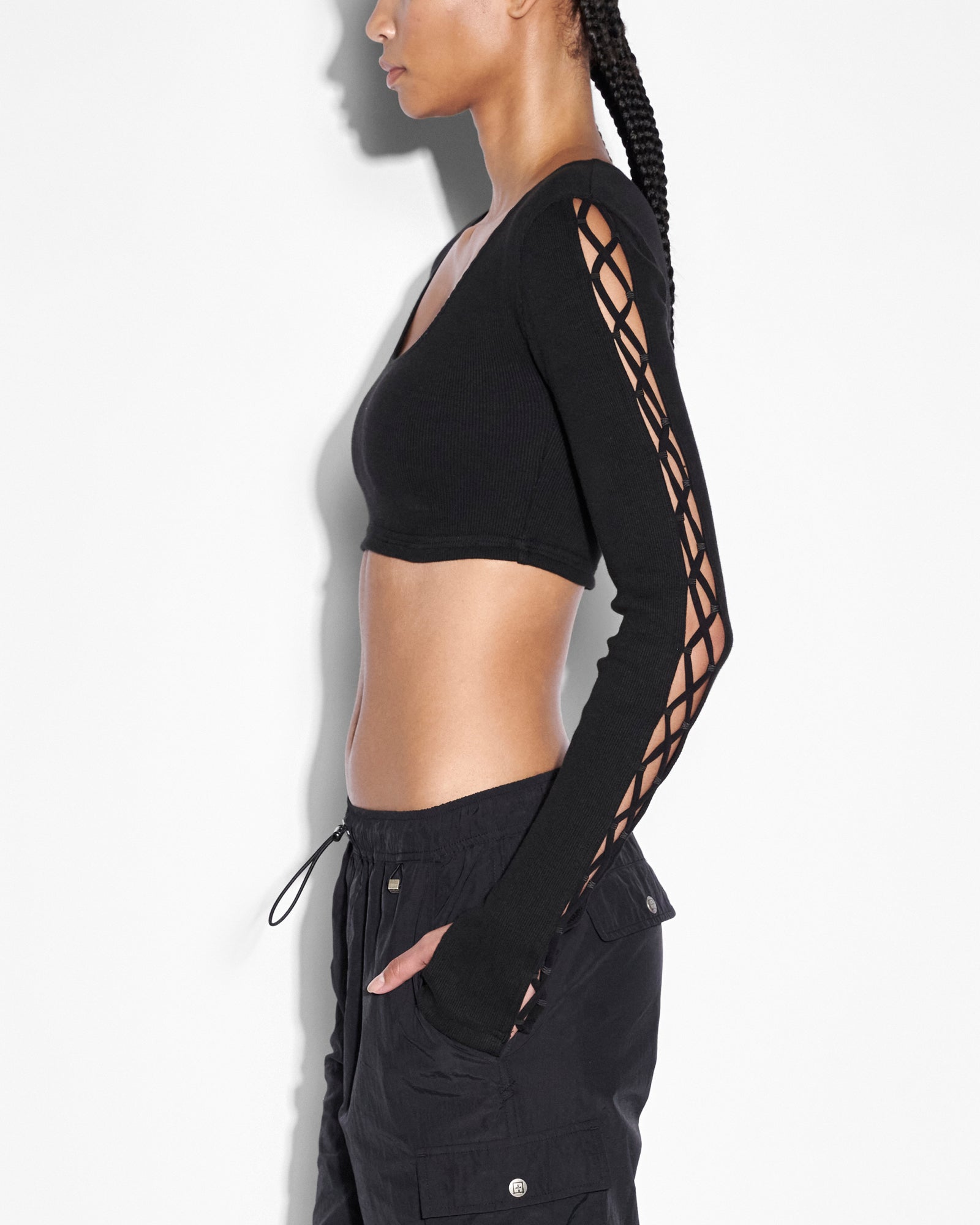 Buy Fantasy Top Black | Lace Up Cropped Top | KSUBI - Image 2