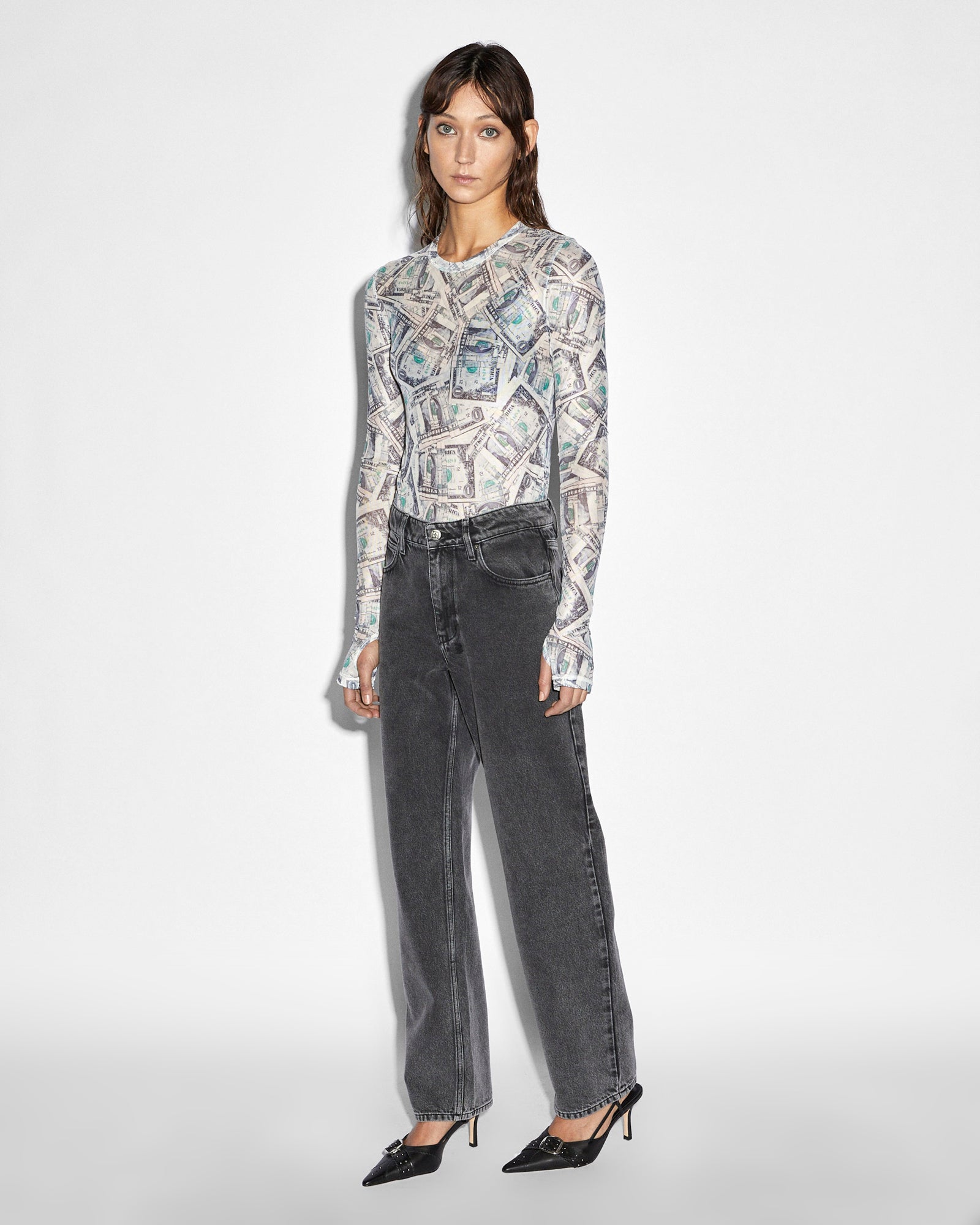 Paper Long Sleeve Mesh T-shirt - Print - Image 3