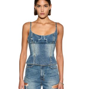 Athena Bustier Top - Medium Wash Denim