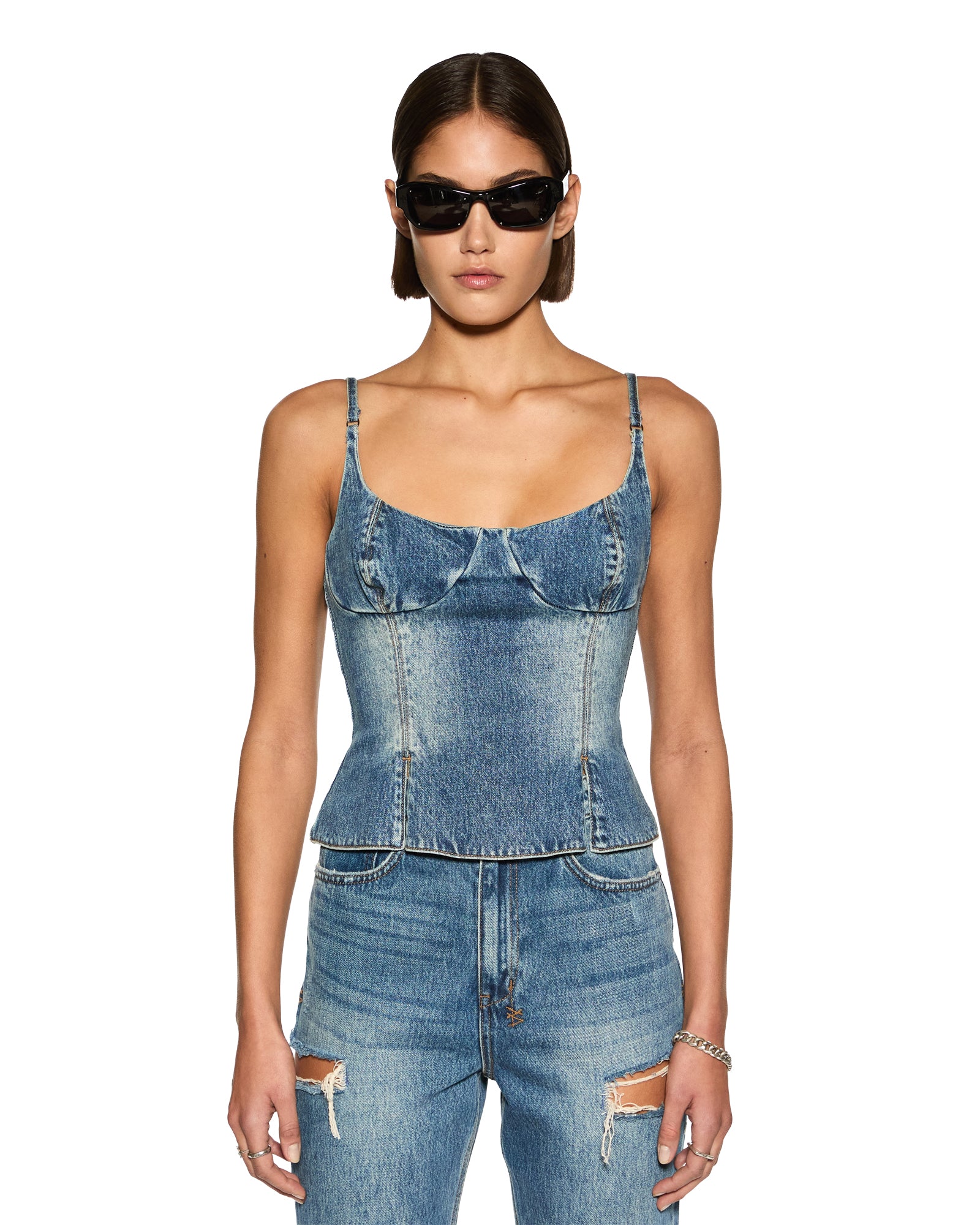 Athena Bustier Top - Medium Wash Denim - Image 4