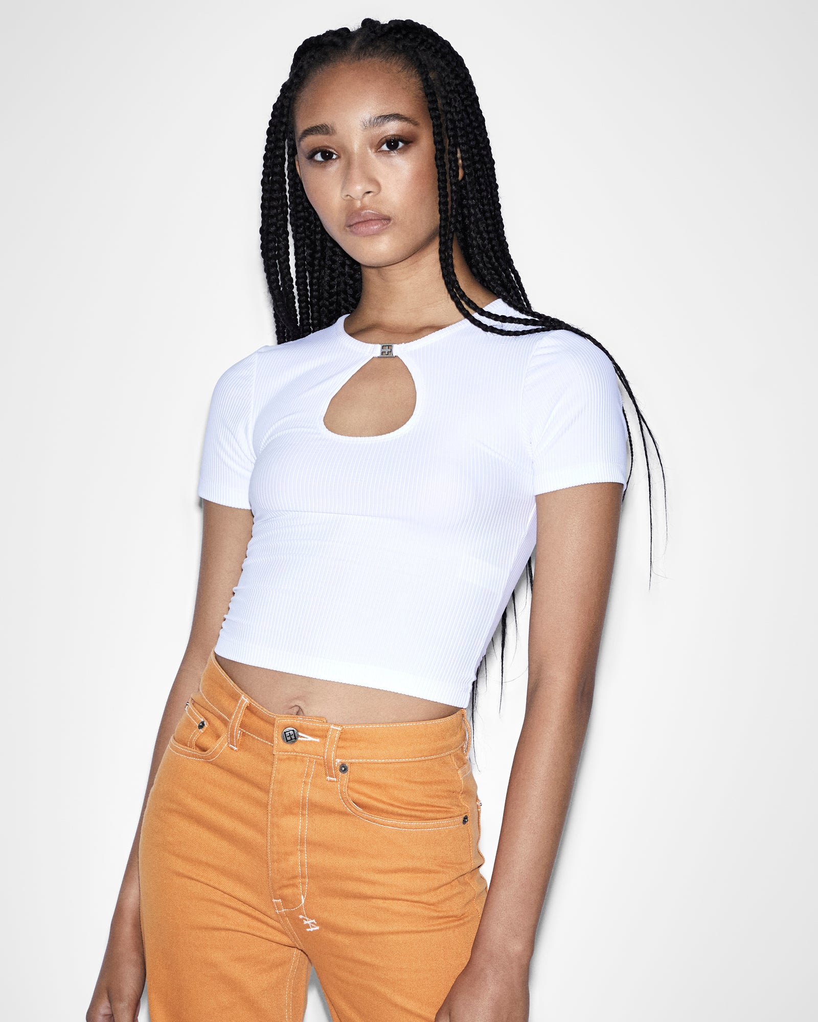 Charmed Keyhole Tee White