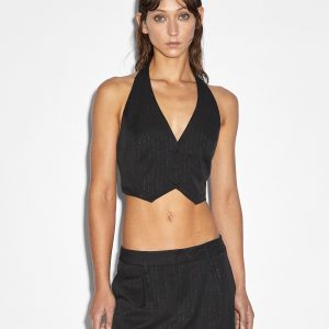 Rebel Waistcoat Vest Pinstripe - Black