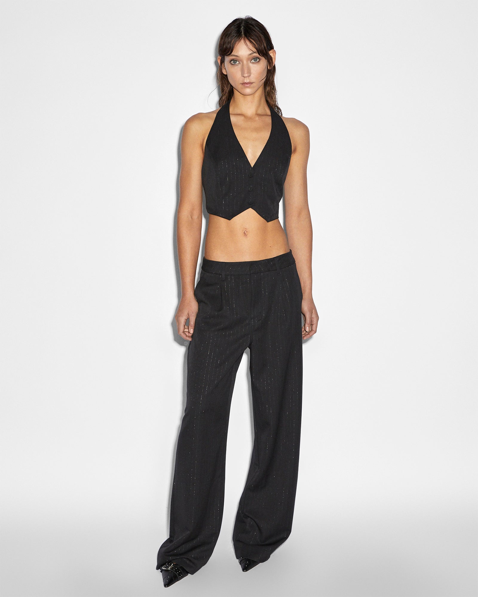 Rebel Waistcoat Vest Pinstripe - Black - Image 3