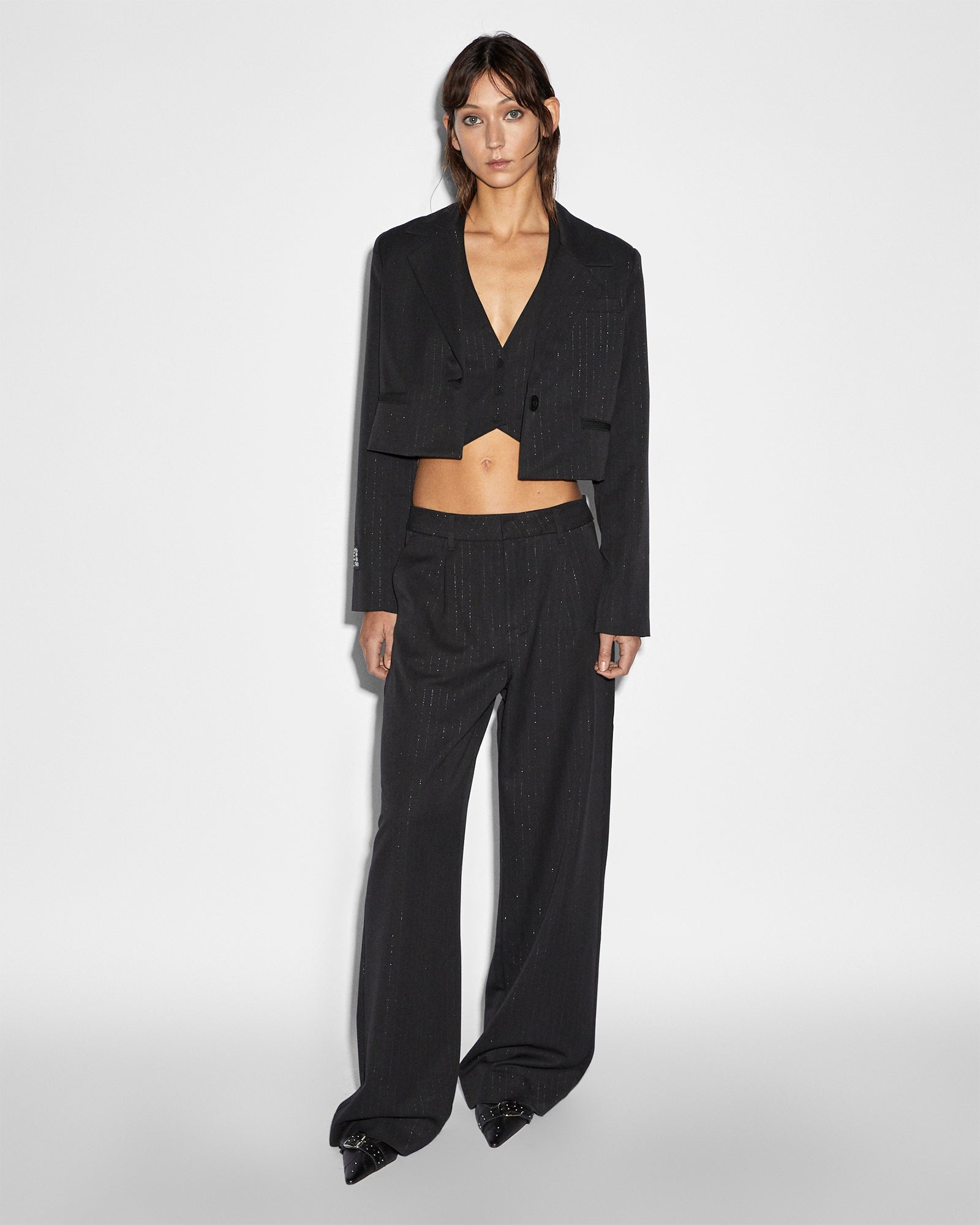 Rebel Waistcoat Vest Pinstripe - Black - Image 6