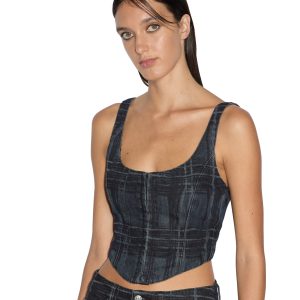 Gigi Bustier Skool Womens Tops - Blue/Black