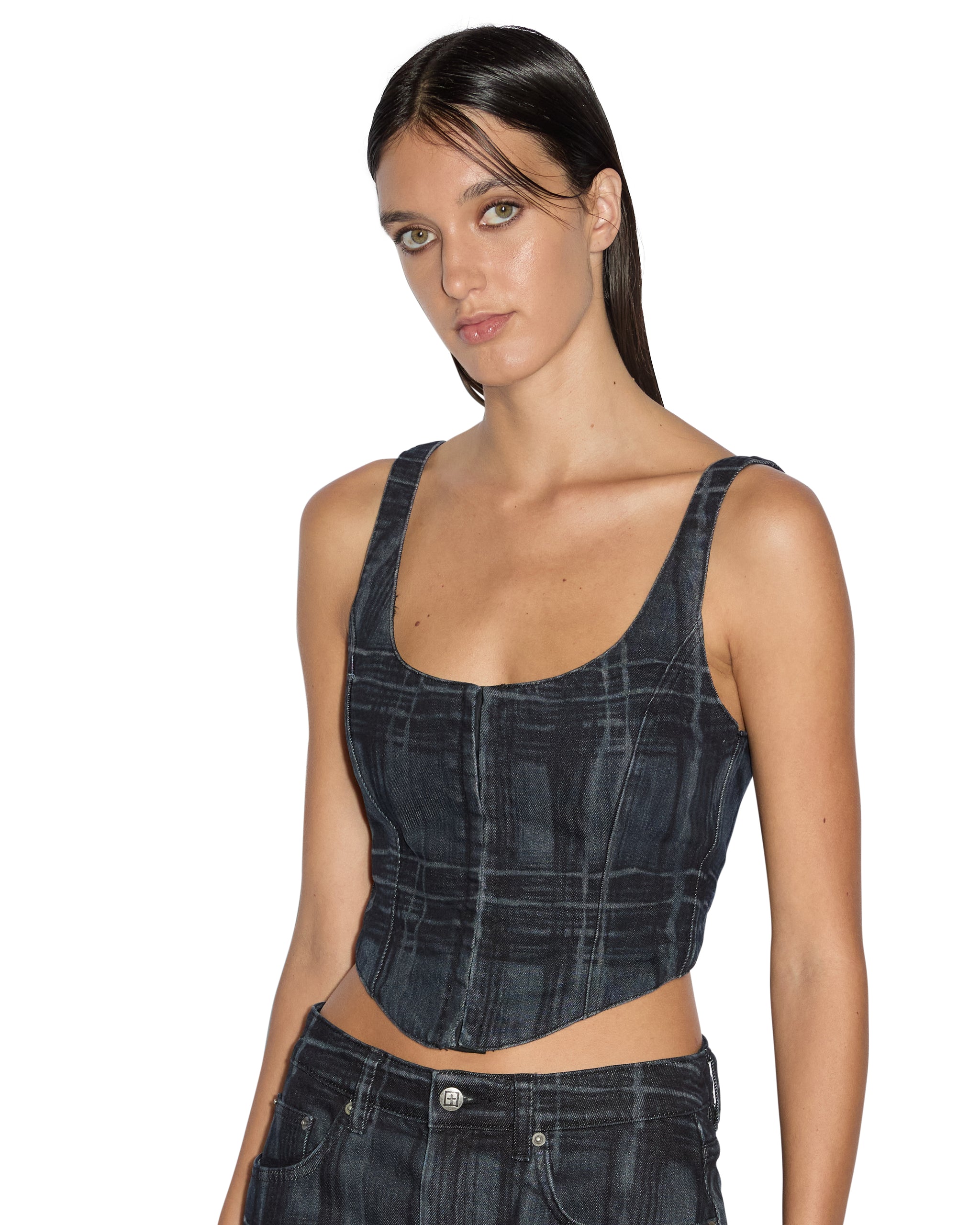 Gigi Bustier Skool Womens Tops - Blue/Black