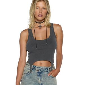 Womens Origin Tank Garter Charcoal Fashion Tops