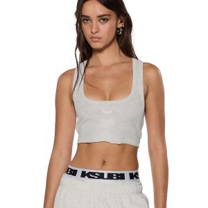 Womens 1999 Origin Crop Tank Snow Marle Fashion Tops
