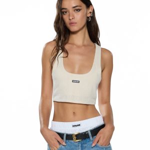 Womens Sott Origin Crop Tank Cream Fashion Tops