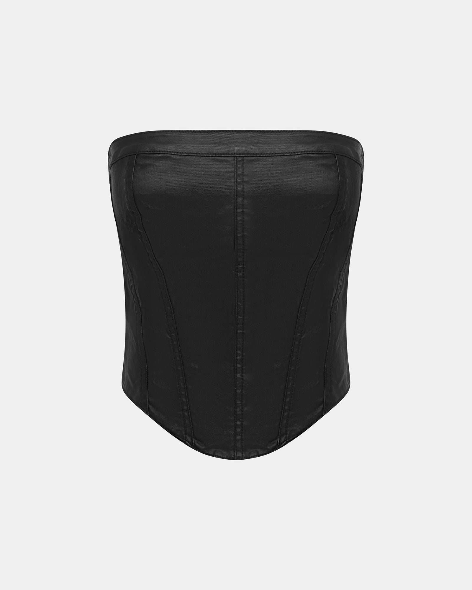 Vampy Bustier Crop Tops - Black Wax - Image 5