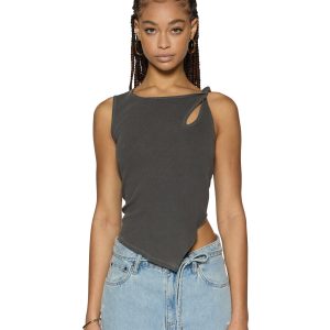 Twisted Charcoal Tank Top