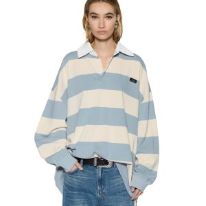 Womens Rugged Rugby Jersey Blue Steel Bone Tees
