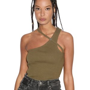 Score Tank Womens Top - Khaki