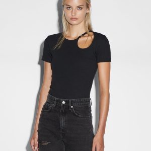 Arise Cut Out Short Sleeve T-shirt - Black
