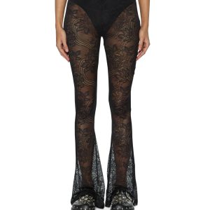 Womens Flare Pant Black Lace Pants