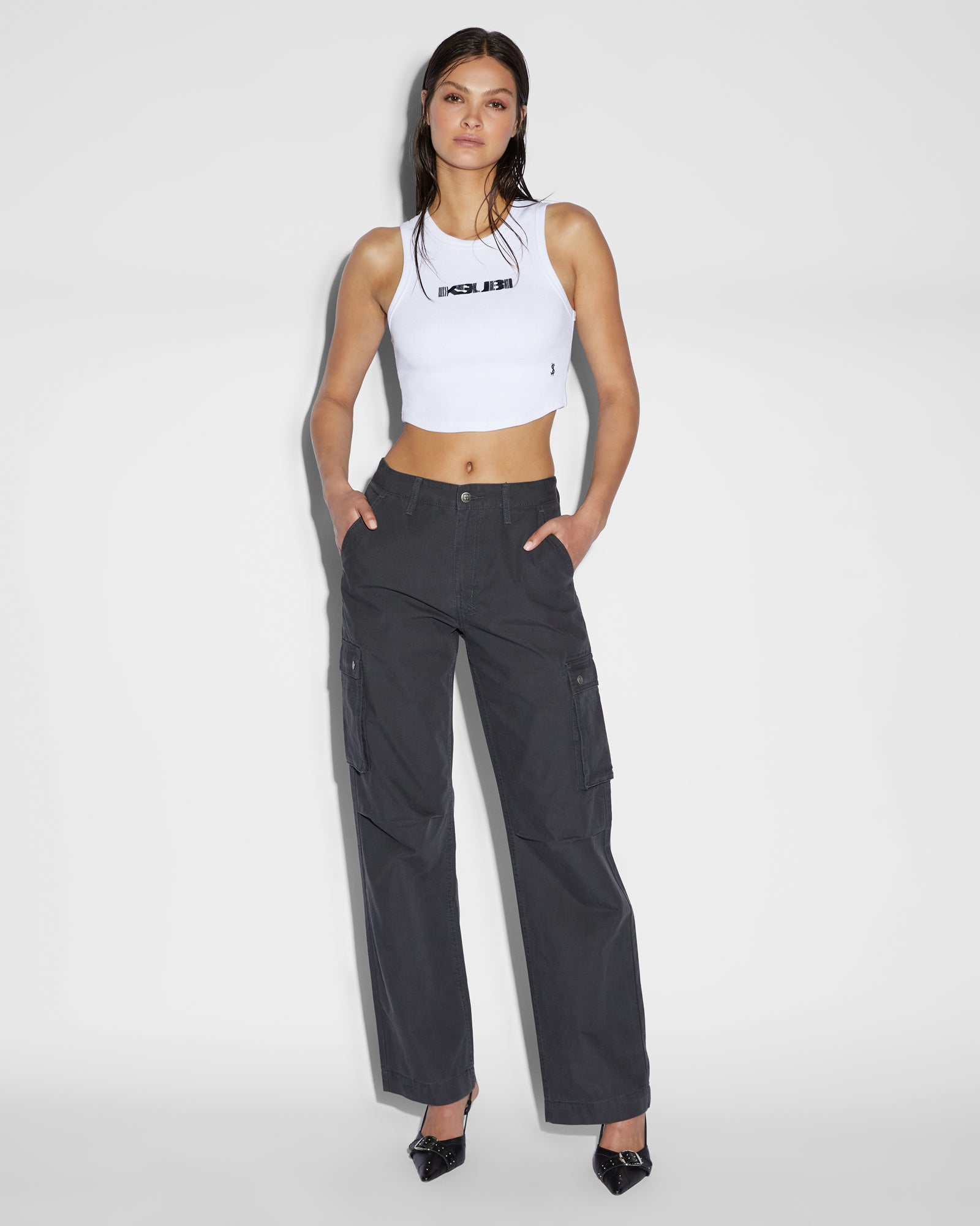 Squad Womens Cargo Pant - Charcoal - Image 2