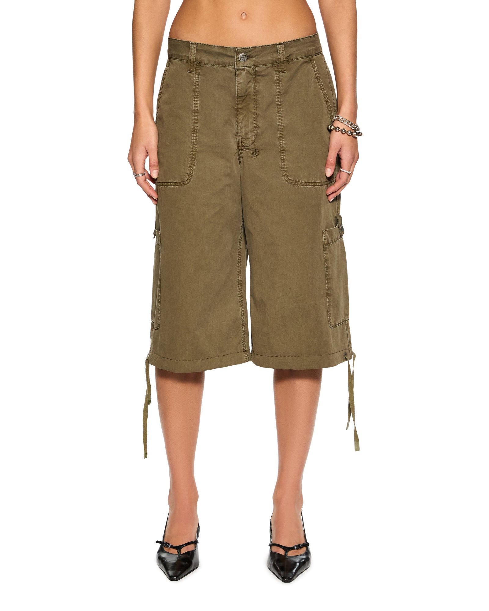 Baggy Cargo Detachable Straight Leg Pant - Khaki - Image 2