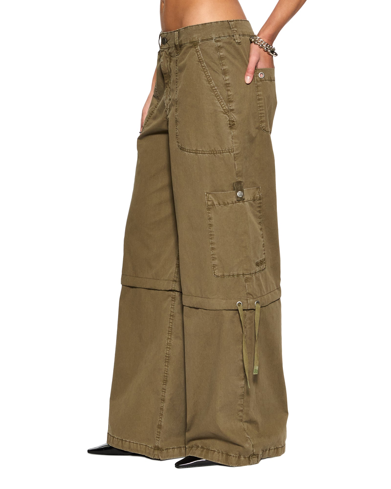 Baggy Cargo Detachable Straight Leg Pant - Khaki - Image 6