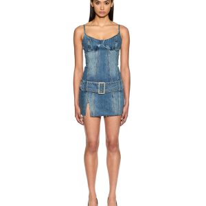 Dauphine Belted Mini Dress - Aged Denim