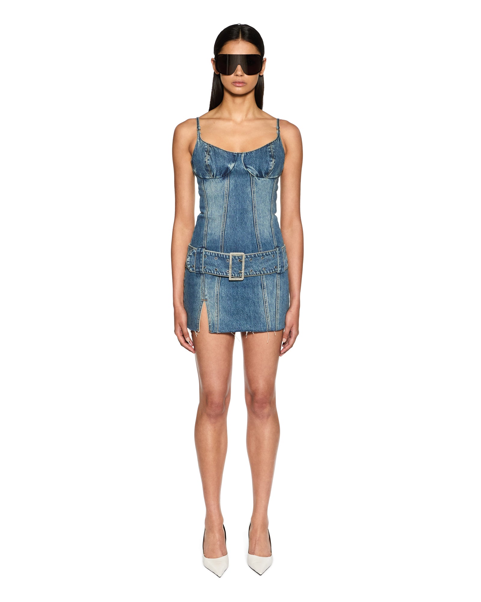 Dauphine Belted Mini Dress - Aged Denim - Image 4