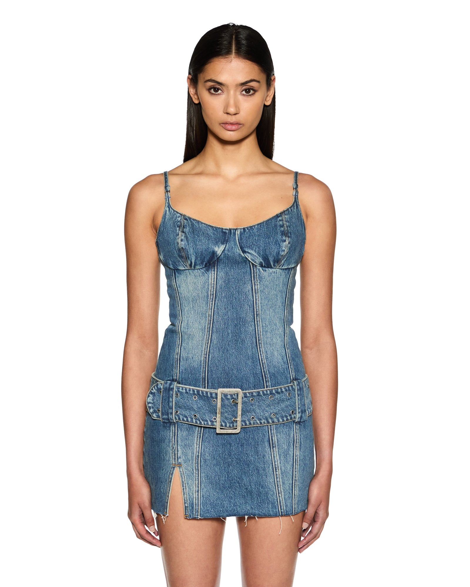 Dauphine Belted Mini Dress - Aged Denim - Image 5