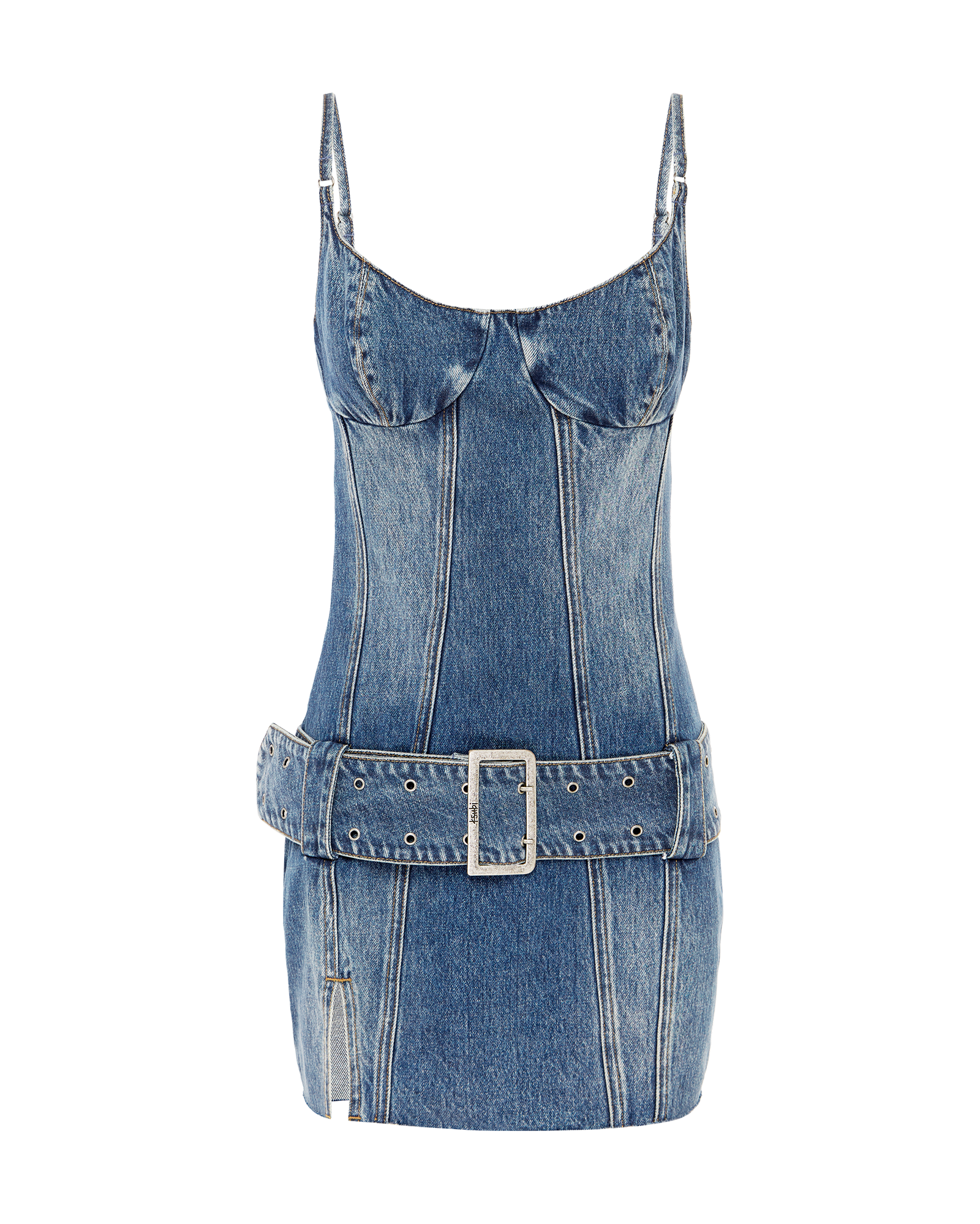 Dauphine Belted Mini Dress - Aged Denim - Image 7